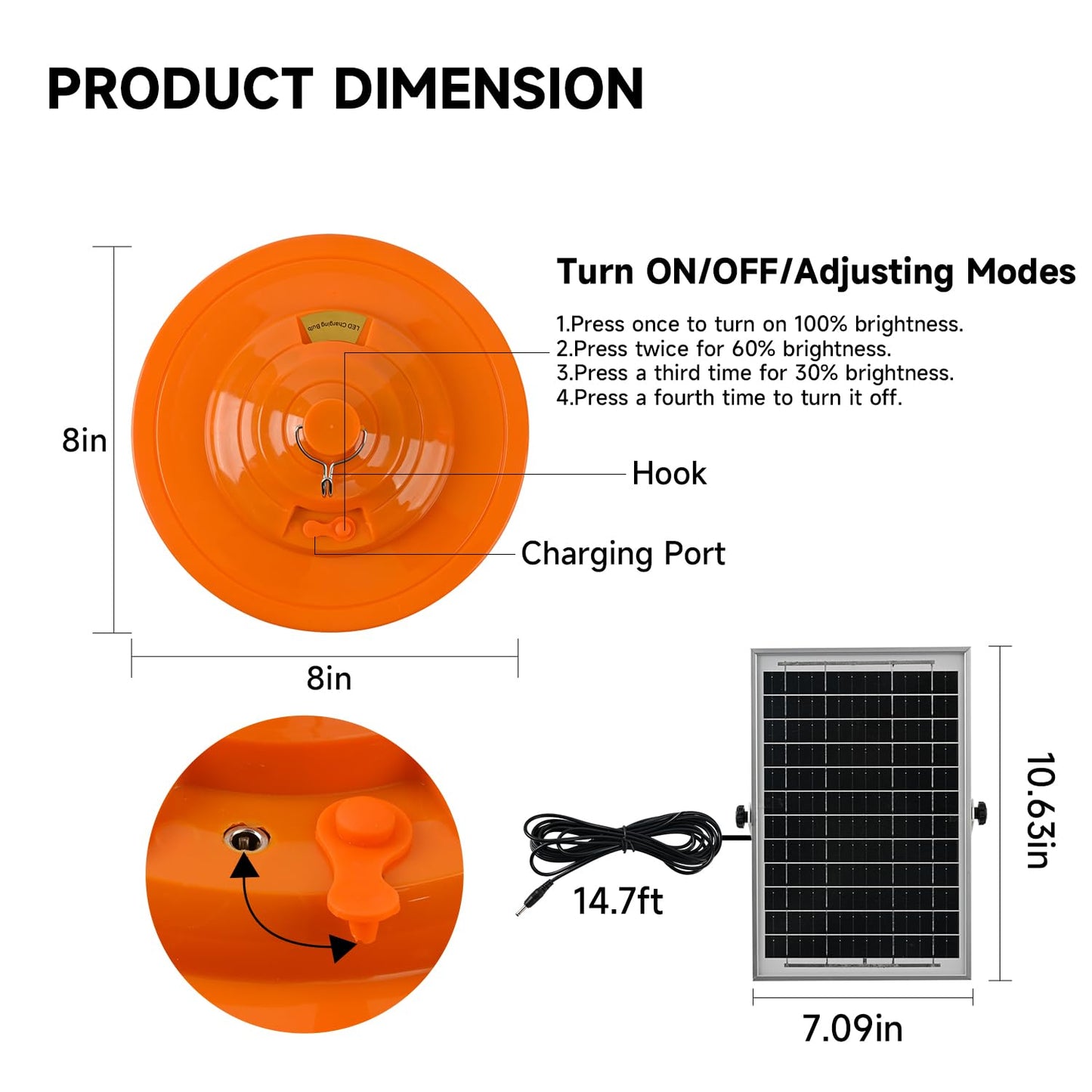 ladate Solar Plant Grow Light Battery Powered, 96 LED Full Spectrum Hanging Grow Lights for Indoor Plants with Timer, Solar Pendant Growing Lamp for Greenhouse with Remote Control(14.7FT Cord)