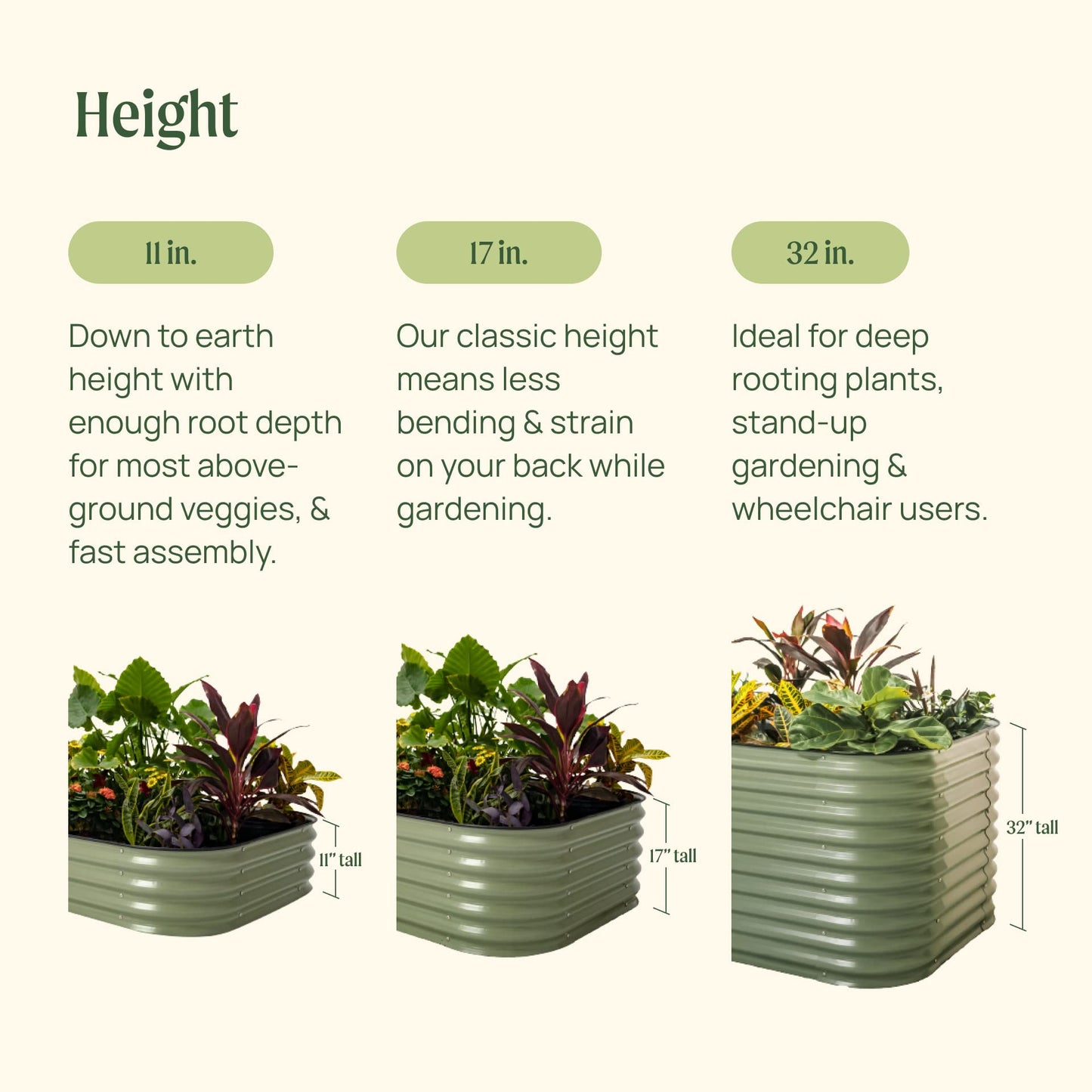 Vego Garden 17" Tall 42" Round Metal Raised Garden Bed
