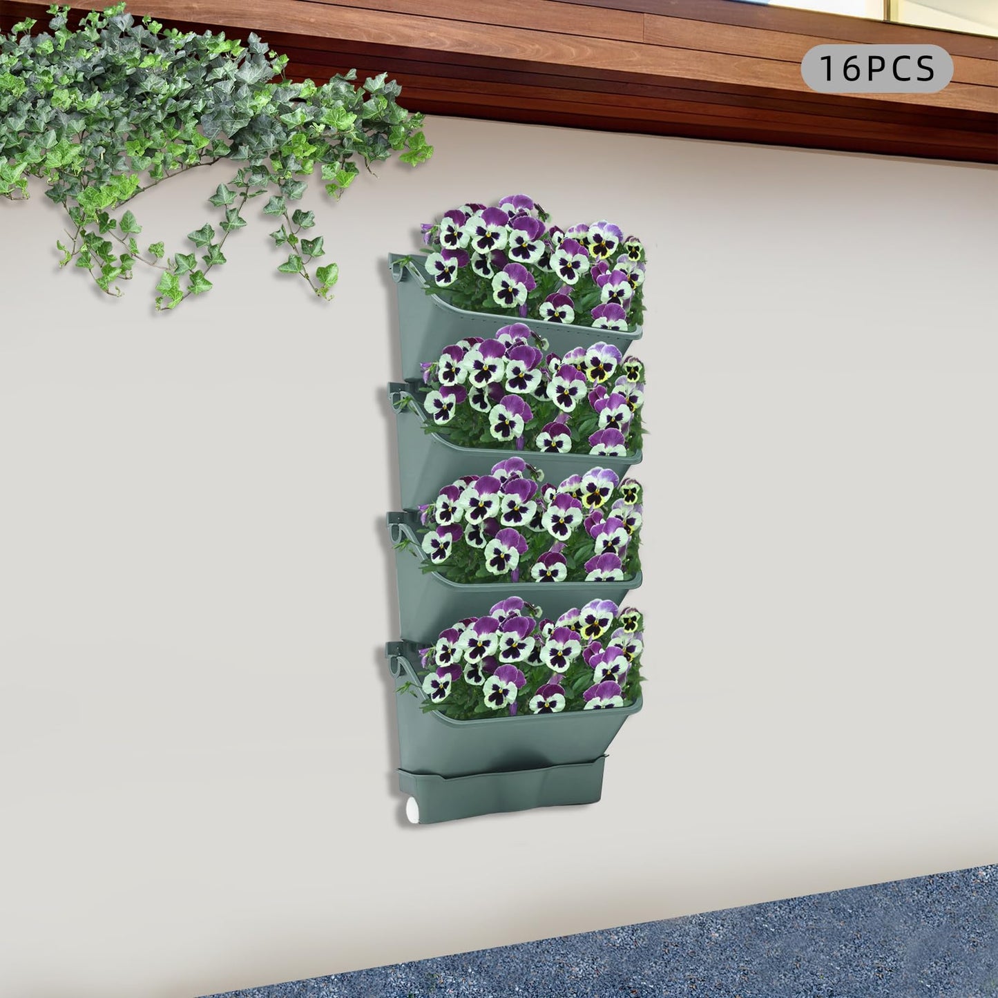 Vertical Wall Planter with 16 Self-Watering Pots