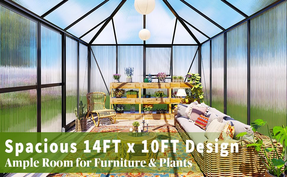 Gohonei 14x9.7x10 FT Polycarbonate Greenhouse