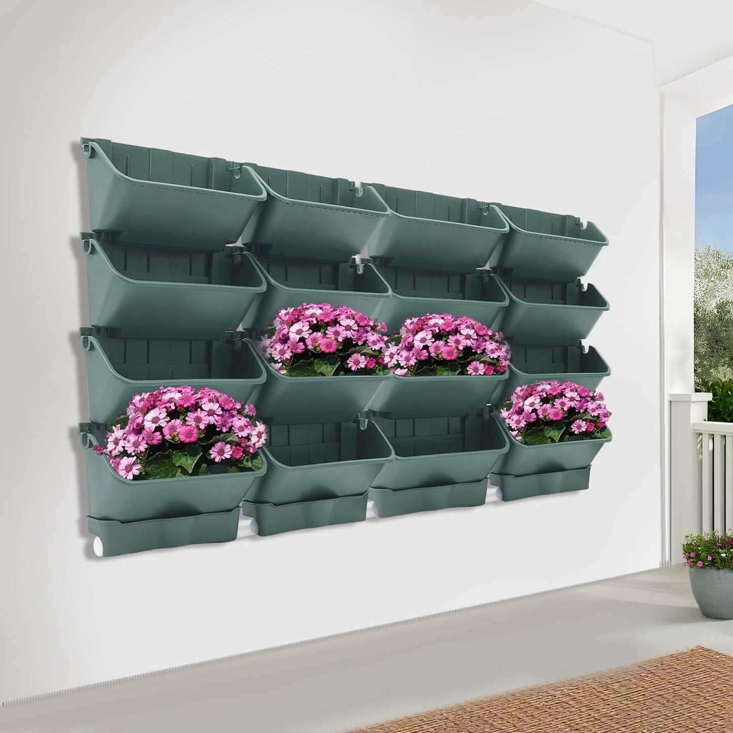 Vertical Wall Planter with 16 Self-Watering Pots