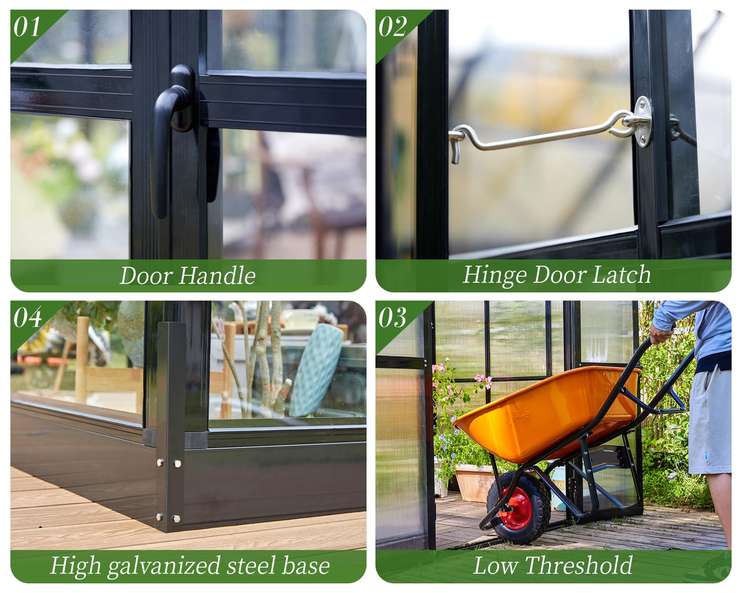 Jocisland Polycarbonate Greenhouse with 4 Vents