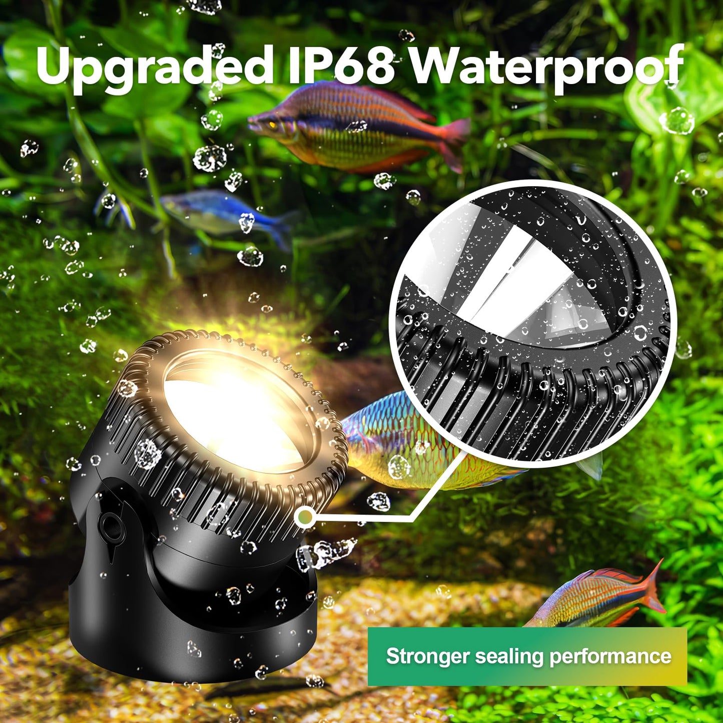 Solar Pond Lights, 3-in-1 IP68 Waterproof, Warm White LED