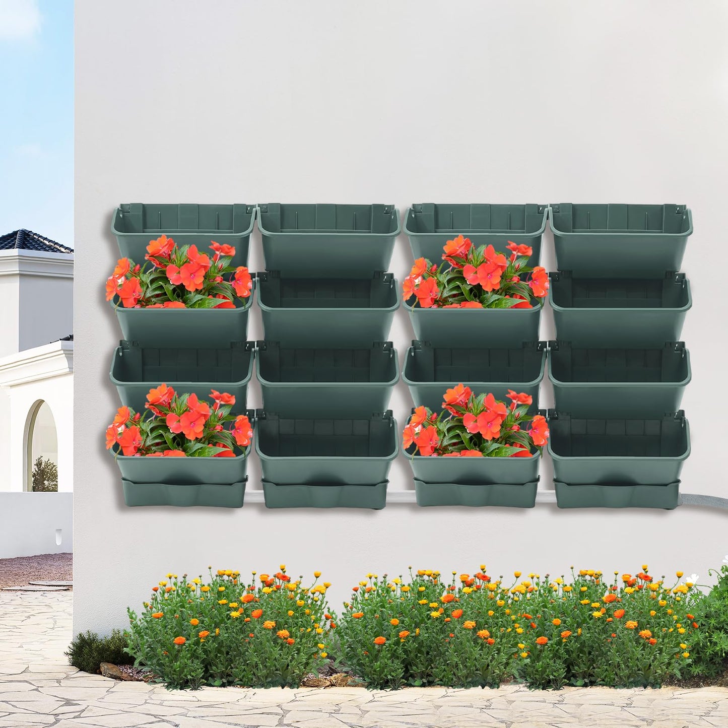 Vertical Wall Planter with 16 Self-Watering Pots