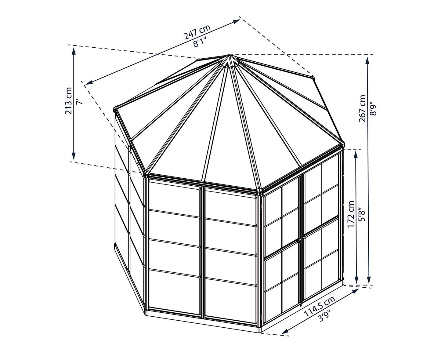 Palram - Canopia Oasis 7x8 FT Hexagon Greenhouse Kit