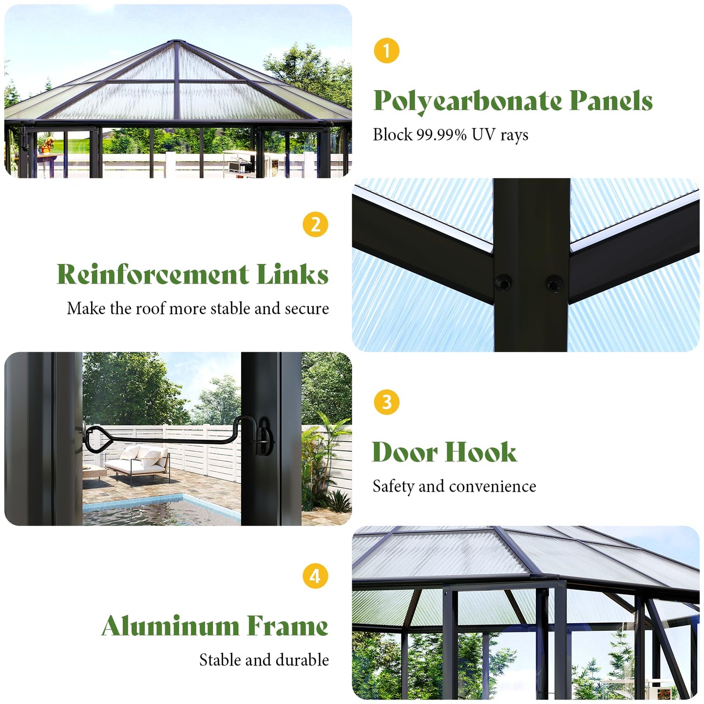 AMERLIFE 12x10x8 FT Hexagonal Hybrid Greenhouse