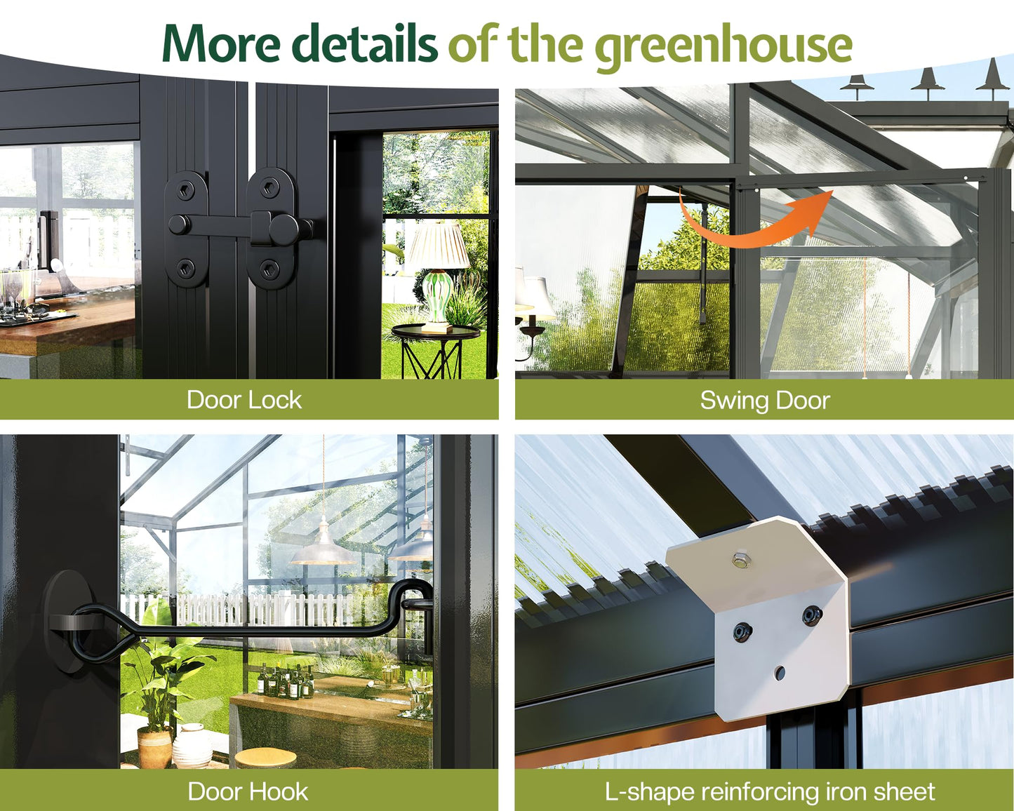 Jocisland 12x10x8 FT Chalet-Style Greenhouse