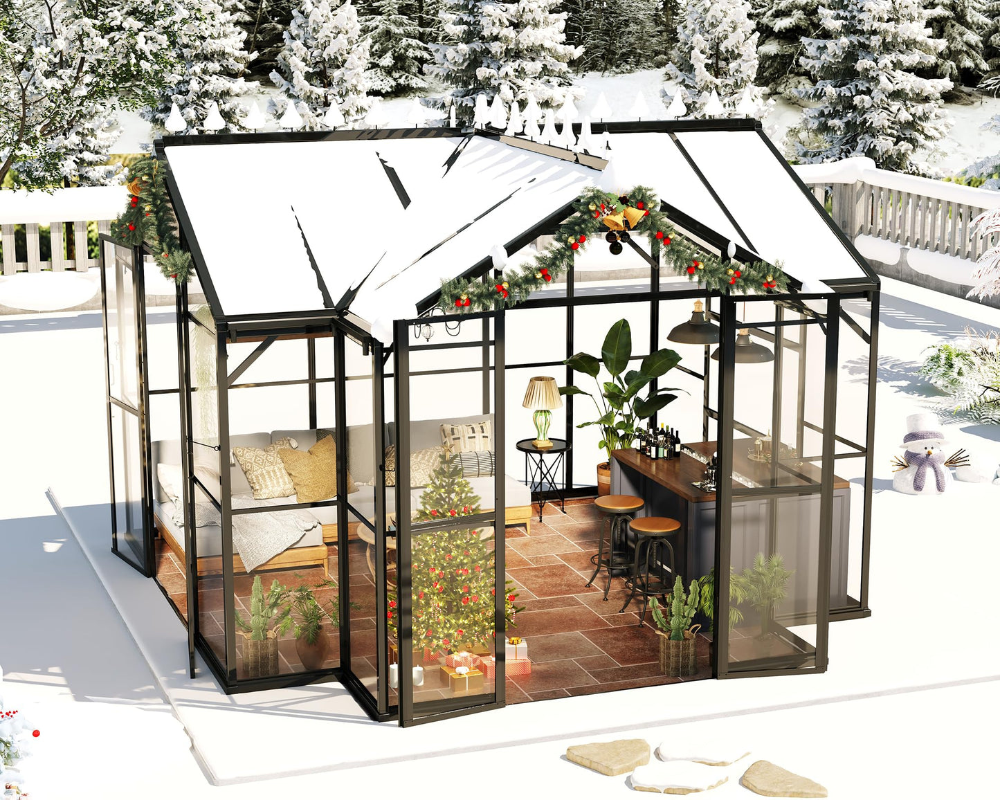 Jocisland 12x10x8 FT Chalet-Style Greenhouse