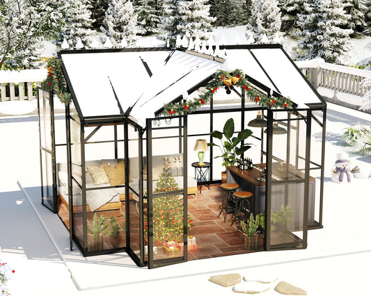 Jocisland 12x10x8 FT Chalet-Style Greenhouse