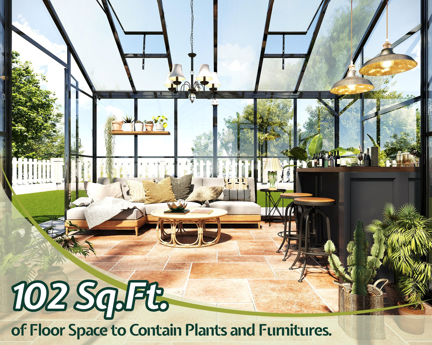 Jocisland 12x10x8 FT Chalet-Style Greenhouse