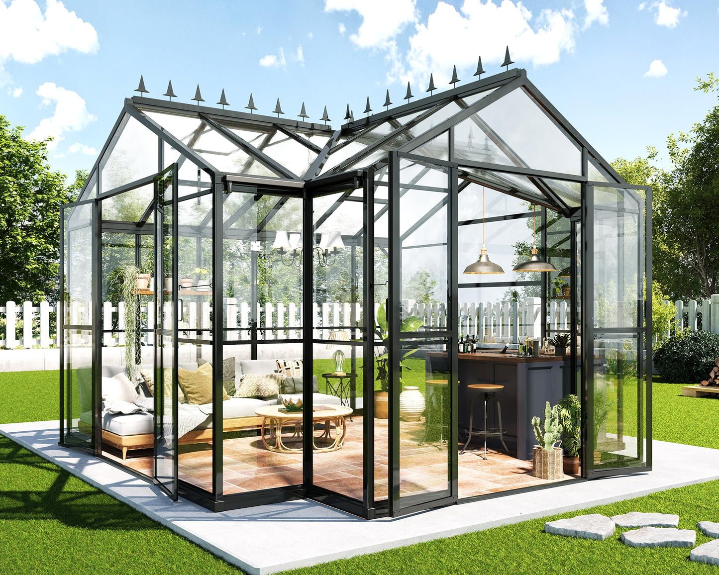 Jocisland 12x10x8 FT Chalet-Style Greenhouse