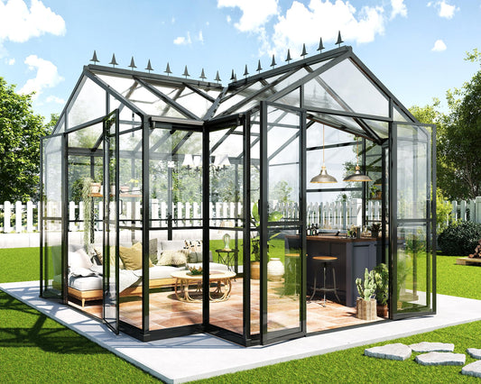 Jocisland 12x10x8 FT Chalet-Style Greenhouse