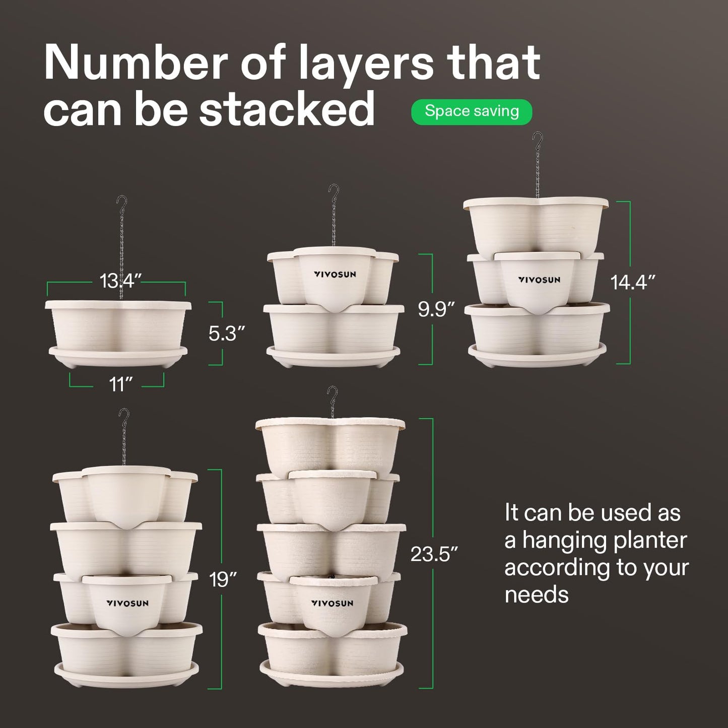 VIVOSUN 5-Tier Vertical Stackable Planter