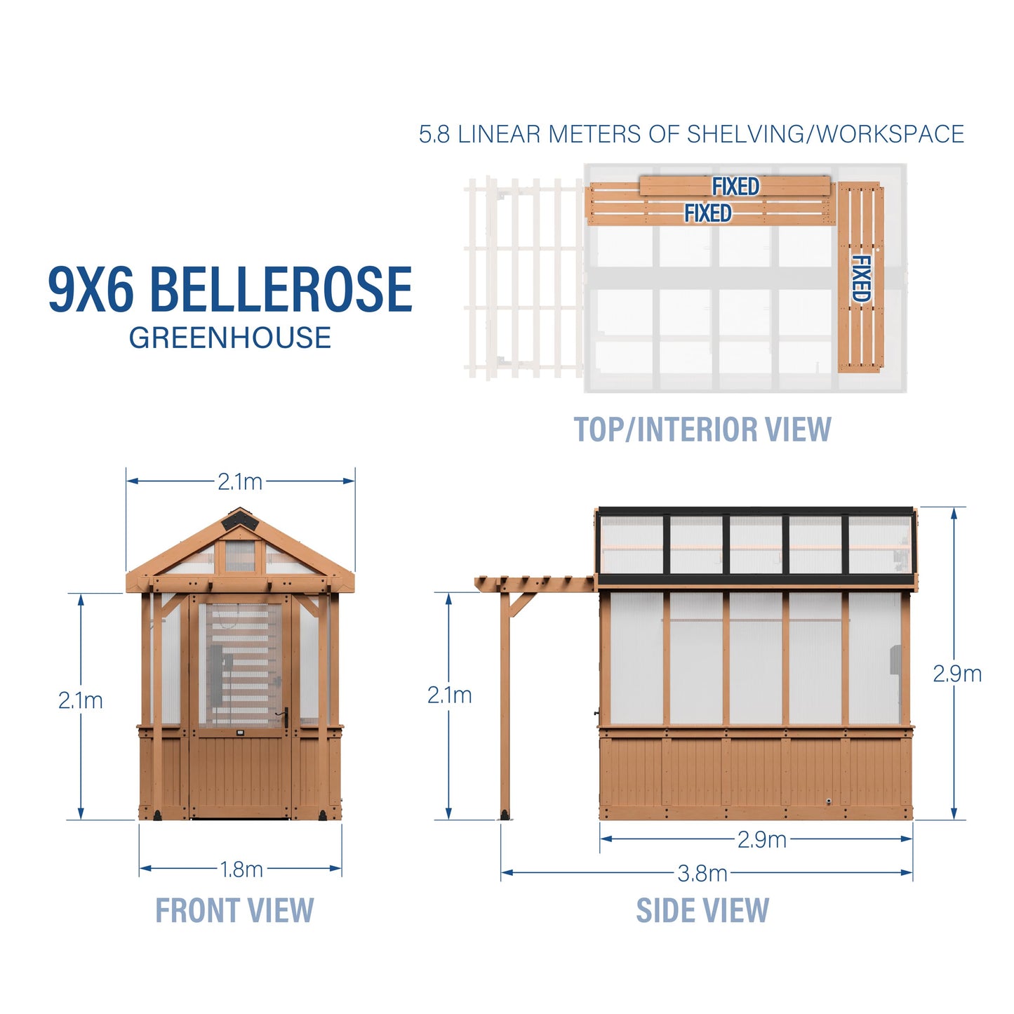 Backyard Discovery Bellerose 9'x6' Cedar Greenhouse with Pergola