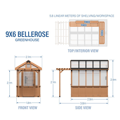 Backyard Discovery Bellerose 9'x6' Cedar Greenhouse with Pergola