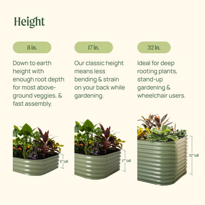 Vego Garden 17" Tall 42" Round Metal Raised Garden Bed