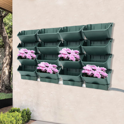 self watering vertical planter Vertical Wall Planter with 16 Self-Watering Pots – The Happy Gardening Life
