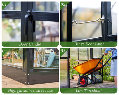 Jocisland Polycarbonate Greenhouse with 4 Vents