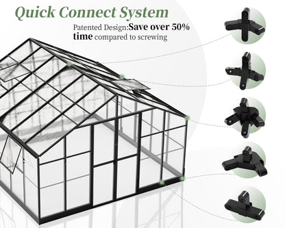 Jocisland Polycarbonate Greenhouse with 4 Vents