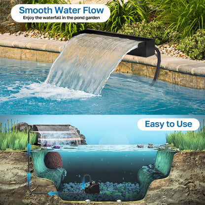 24" Stainless Steel Pond Waterfall Kit with 1200GPH Pump