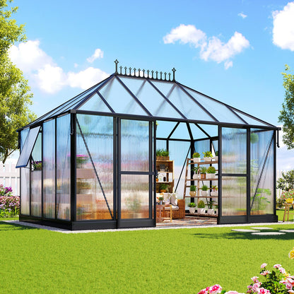 Gohonei 14x9.7x10 FT Polycarbonate Greenhouse