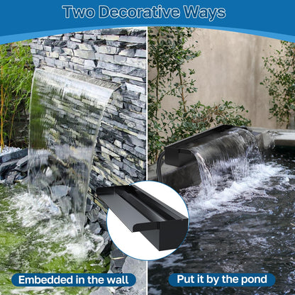 24" Stainless Steel Pond Waterfall Kit with 1200GPH Pump