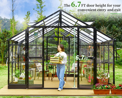 Jocisland Polycarbonate Greenhouse with 4 Vents