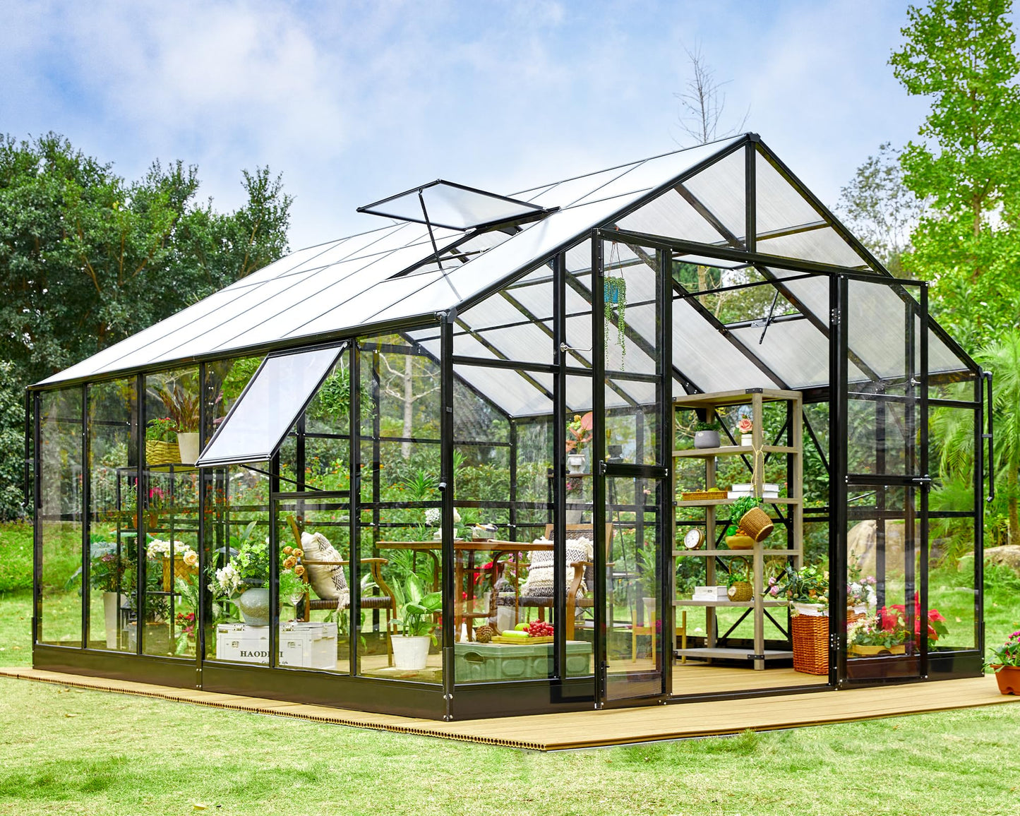 Jocisland Polycarbonate Greenhouse with 4 Vents
