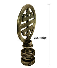 Load image into Gallery viewer, Classic 4 Blessings Asian Lamp Finial Antique Brass Metal 2.25&quot;h
