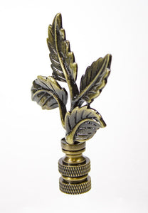 Leaves Lamp Finial Antique Brass Metal 3"h