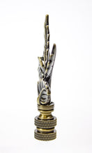 Load image into Gallery viewer, Leaves Lamp Finial Antique Brass Metal 3&quot;h
